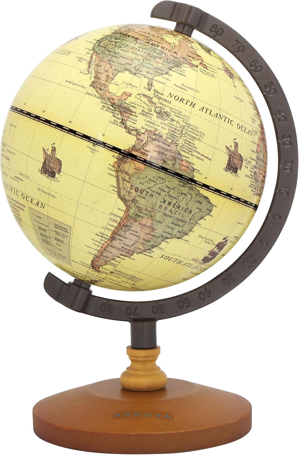 Annova Mini Antique Globe 4-inch / 10 cm - Brown-2