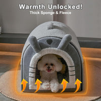 Small Dog House Indoor, Cat House with Door Curtain Design - Large(24"*17.8"*17.8") - image 2