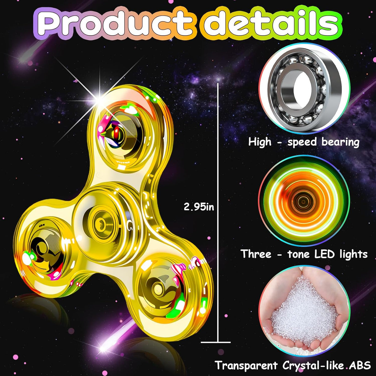 Figrol Fidget Toys 3 Pack - Crystal-green&purple&orange - image 2
