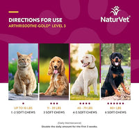 NaturVet ArthriSoothe-Gold Level 3 Advanced Joint Care for Dogs – Soft Chew Dog Supplement with Glucosamine, MSM, Chondroitin & Hyaluronic Acid – Wheat-Free Pet Supplements – 180 Ct.