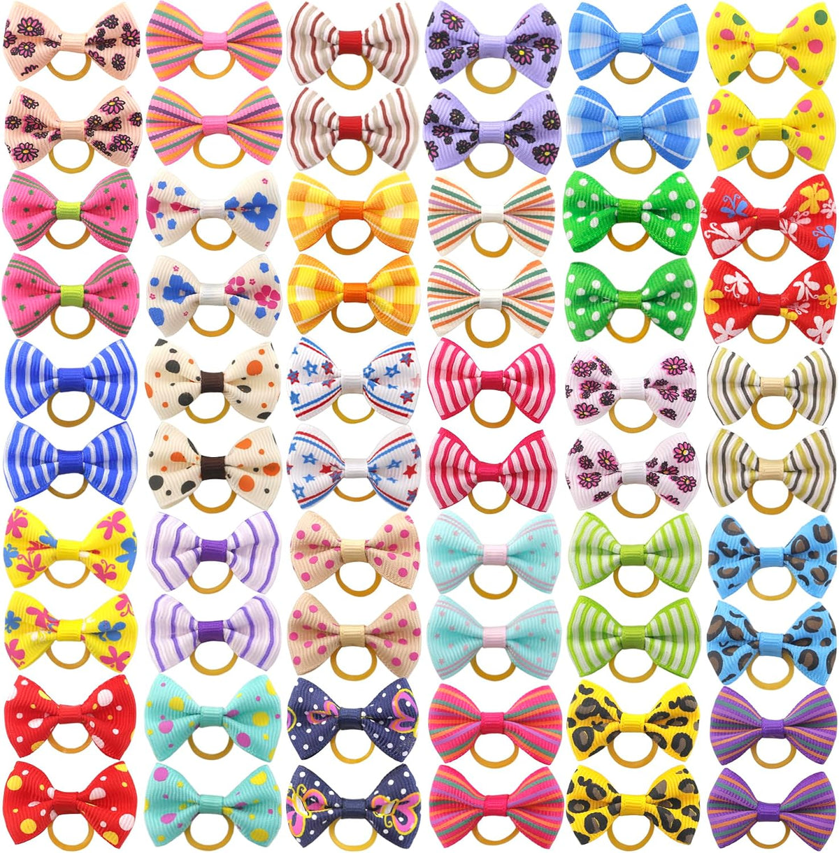 Dog Hair Bows Small Puppy Clips for Pet Grooming Accessories Doggy - 60pcs rubber bands dog hair bows