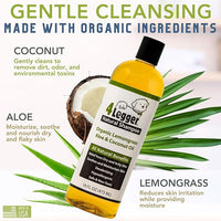 4-Legger Certified Organic Dog Shampoo - All Natural and Hypoallergenic with Aloe and Lemongrass, Soothing for Normal, Dry, Itchy or Allergy Sensitive Skin - Biodegradable - Made in USA - 16 oz