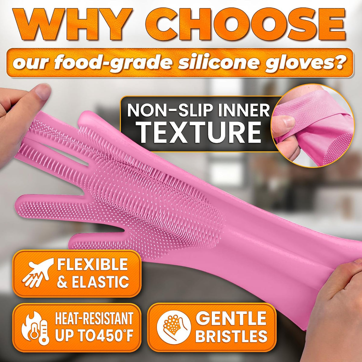 2-in-1 Cat and Dog Washing Gloves with 3000 Soft Bristles – Essentials for Dogs - Pink - image 3