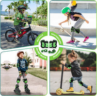 2PM SPORTS Knee and Elbow Pads Set with Wrist Guards for Kids Girls - Green / Small - image 3