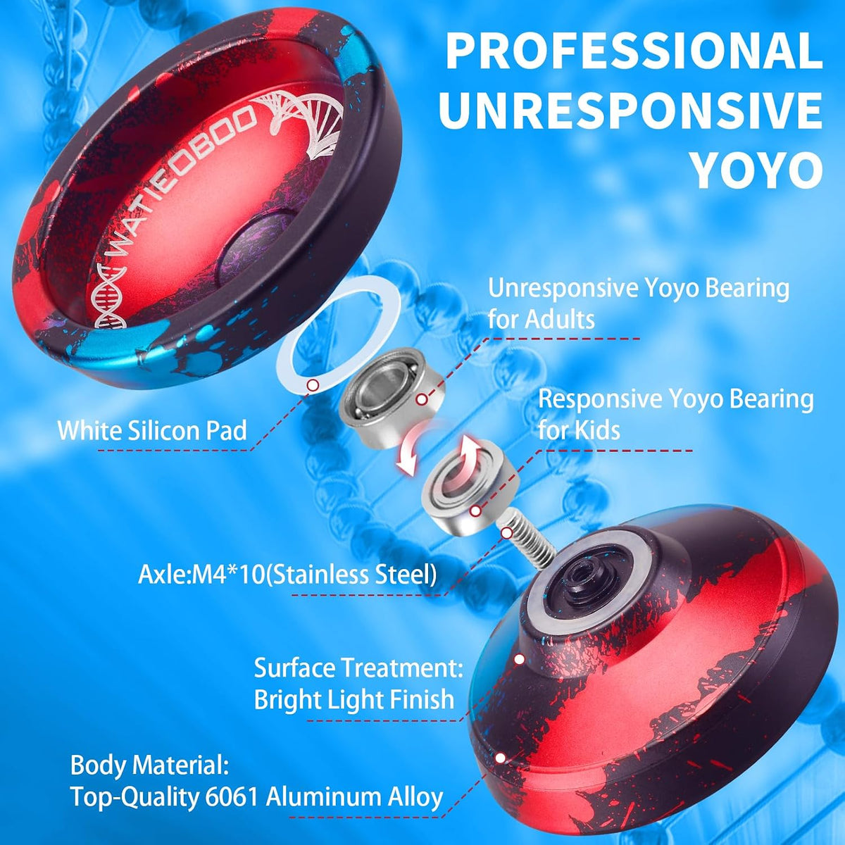 C130 YoYo Professional Responsive Yo yo Bearing for Kids Beginner - Black blue red - image 3