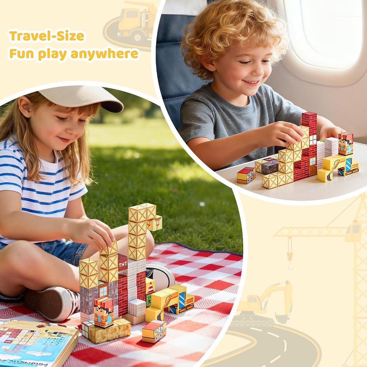 EWED 200 piece forest themed magnetic building blocks with trees, houses and figures - view 17
