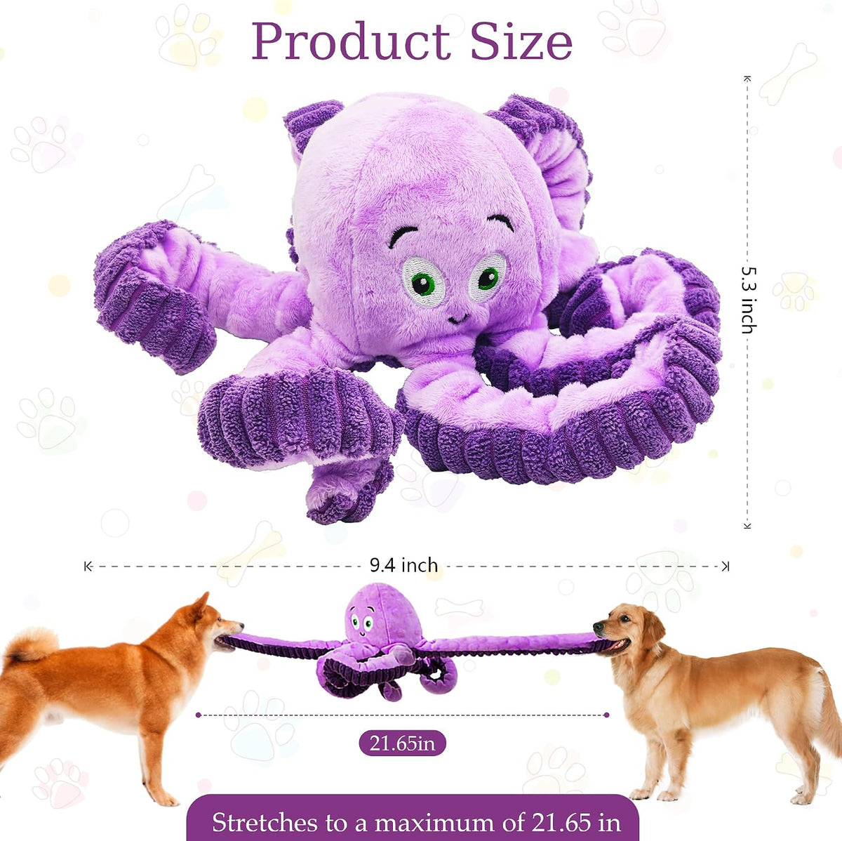 Squeaky Dog Toys, Stuffed Large Dog Toys to Keep Them Busy - Purple - image 2