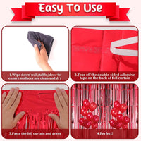 Voircoloria 2 Pack Gold Foil Fringe Backdrop Curtains - Red / 2 - image 4