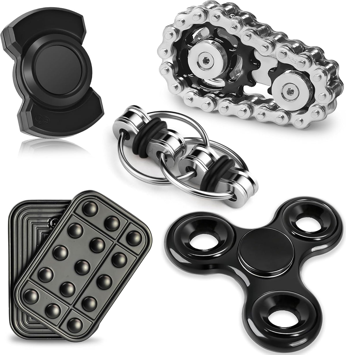 5 Pcs Fidget Toys Adults & Teen Metal Fidgets Spinner for Teens Boys - Style A