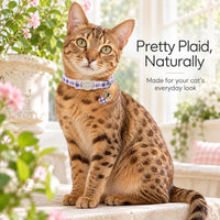 ARING PET 2 Pack Cat Collar-Cute Cotton Cat Collar Breakaway - Plaid Purple & Pink - image 3