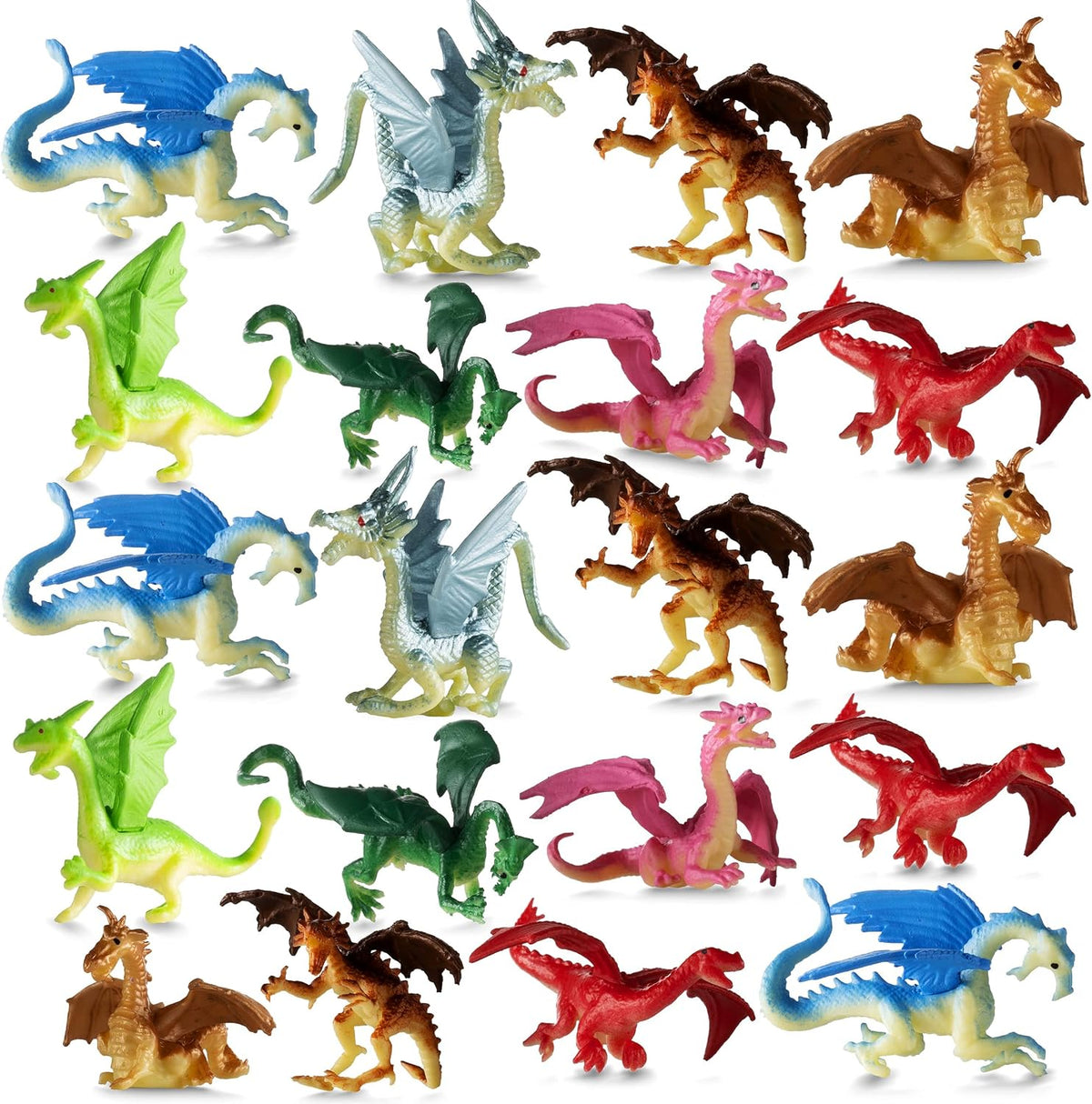 2 Inch Mini Dragon Toy Figures Rubbery Plastic Dragon Figurines – Fun for Kids & Family - 36-Pcs