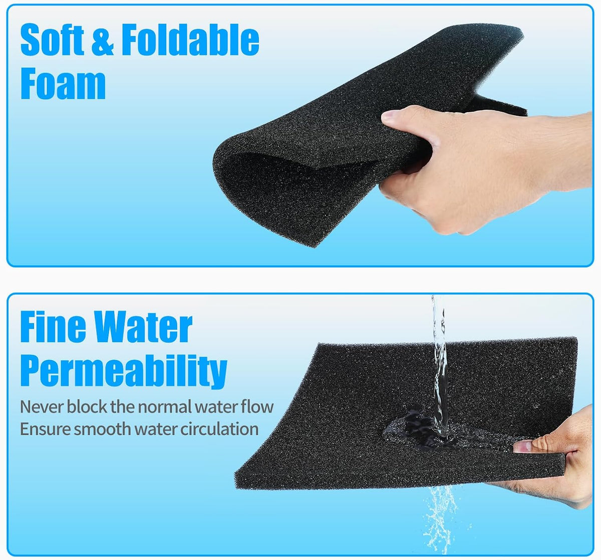 AQUANEAT 2 Pack Aquarium Bio Sponge Filter Media Pad Cut-to-Size Open - 9" x 9" x 0.5" - image 4