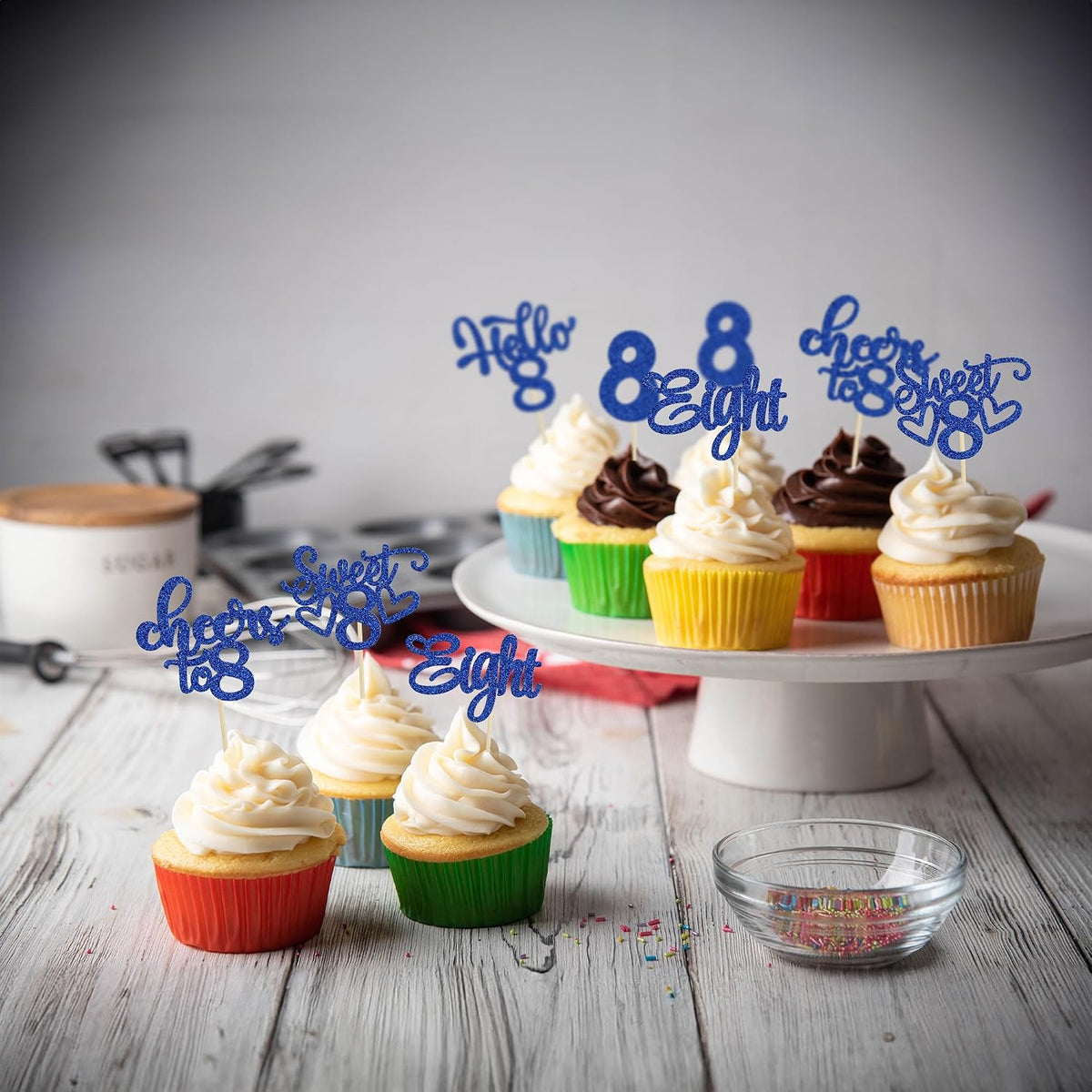 30pcs 16th Birthday Cupcake Toppers - 8th / Deep Blue - image 4