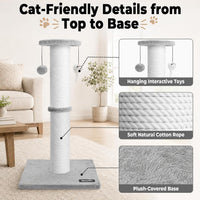34-Inch Tall Cat Scratching Post for Large Cats, Stable Base - Light Gray - image 4
