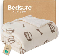 Bedsure Waterproof Dog Blankets for Small Dogs Soft Cat Blanket Warm - L(40x50") / Beige-bone