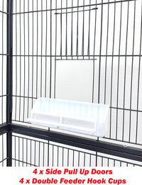 30.5Lx18.5Wx52.5 H Sturdy Wrought Iron Bird Parrot Home Cage On Wheels – Essentials for Birds - Black Vein / 30.5"L x 18.5"W x 52.5"H - image 3