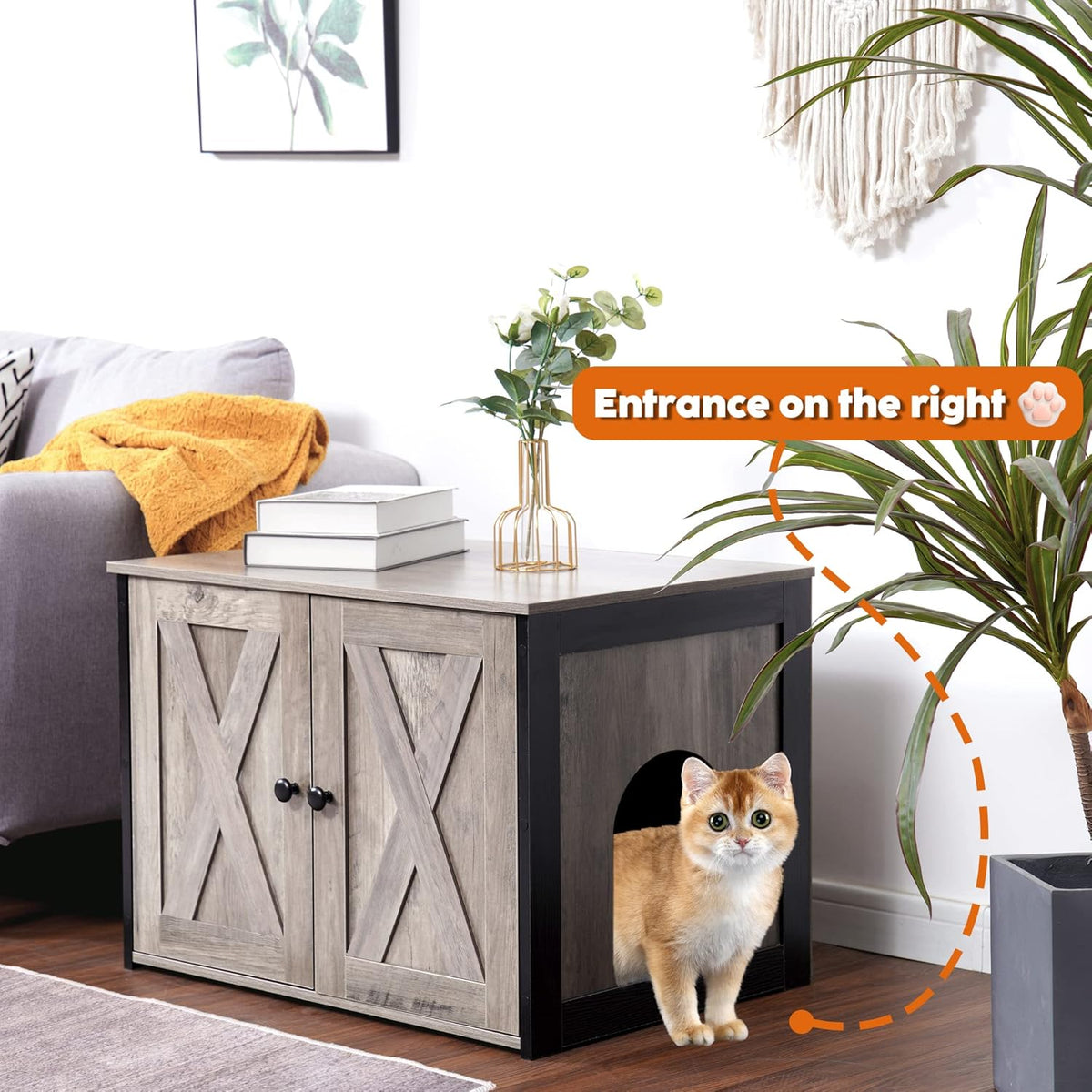 Cat Litter Box Enclosure, Hidden Litter Box Furniture - Greige - image 2