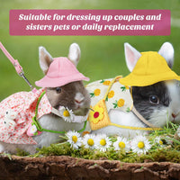 Weewooday 2 sets of rabbit clothes with harness, leash, hat and mini bag in cherry and pineapple pri - view 4