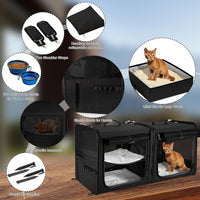 Extra Large Cat Carrier for 2 Cats with Travel Litter Box - Black / Dual Carriers - image 4