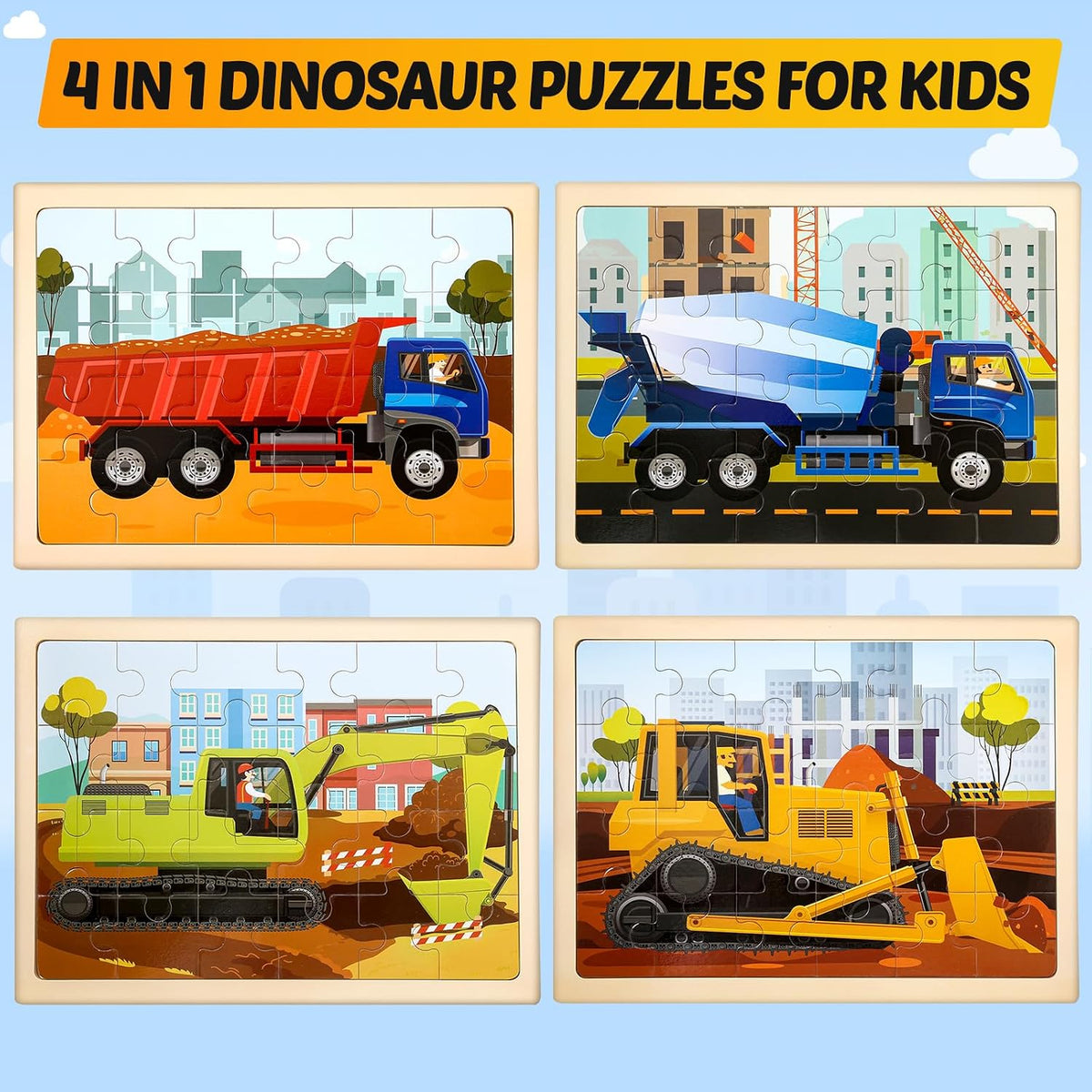 LACCHOUFEE 4-pack wooden puzzles for kids ages 3 to 5 - view 13