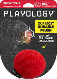 Playology Durable Plush Bone Toy, Squeaky Bone, Jumbo - Medium Ball / Beef