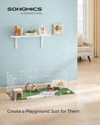 SONGMICS Pet Playpen, Small Animal Cage – Essentials for Small Pets - White / 48.4"L x 24.8"W x 16.1"H / 12 Panels - image 3