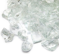 TWINKLING High Luster Fire Glass Gravel Stone,Broken Glass,Fire Pit Glass,Crushed Glass for Fireplace Pit Aquarium Garden Decoration,1-3cm,2-Pound Jar (Crystal/Transparent)