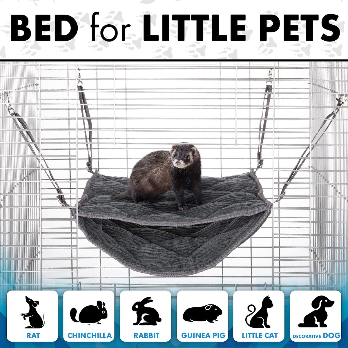 Ferret Hammock for Cage, Plush Double Bunk Bed Hanging Clips - Khaki - image 2