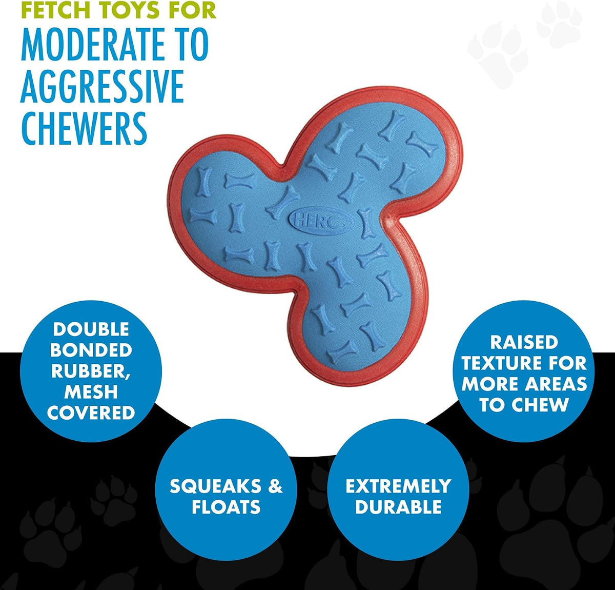 Hero Outer Armor, Fetch Ring Dog Toy, Floats & Squeaks, Blue – Essentials for Dogs - Propeller - Blue - image 3