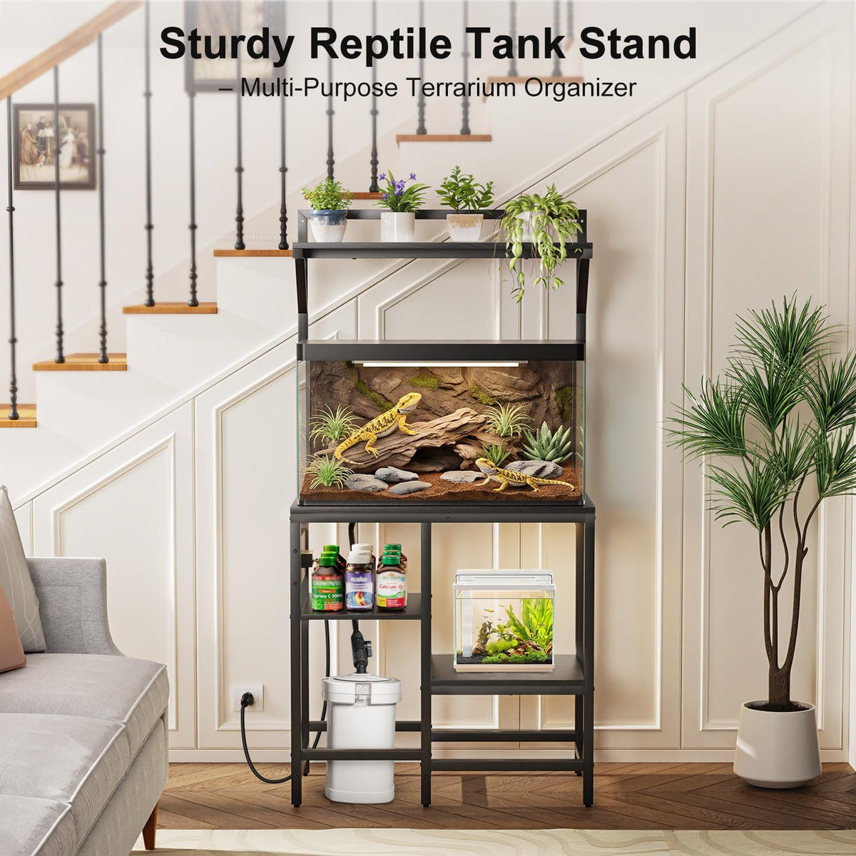 5 & 10 Gallon Fish Tank Stand for Standard Tanks – Essentials for Fish - Black / 20-29 Gallon - image 2