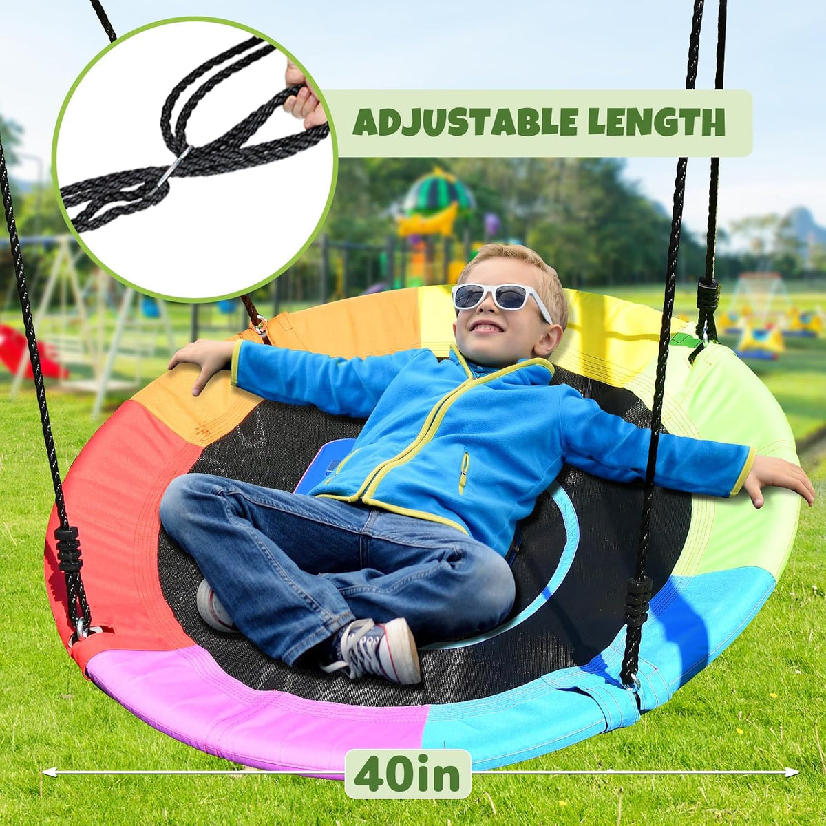 Trekassy 40" Saucer Swing with Stand - Rainbow - image 4