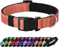 Reflective Dog Collar, Adjustable Nylon for Medium Dogs - Coral / XS:width 5/8"neck 8-10.5"