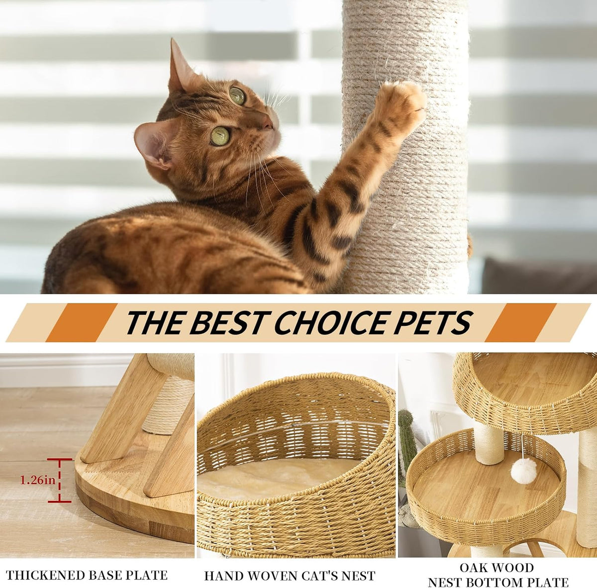 SHODMI 54" Modern Cat Tree Tower for Indoor Cats - DC999 - image 3