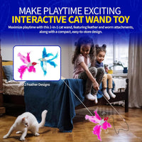 Pet Fit For Life Cat Feather Interactive Wand Toy Set - Wand + 2 Feathery Fish - image 2
