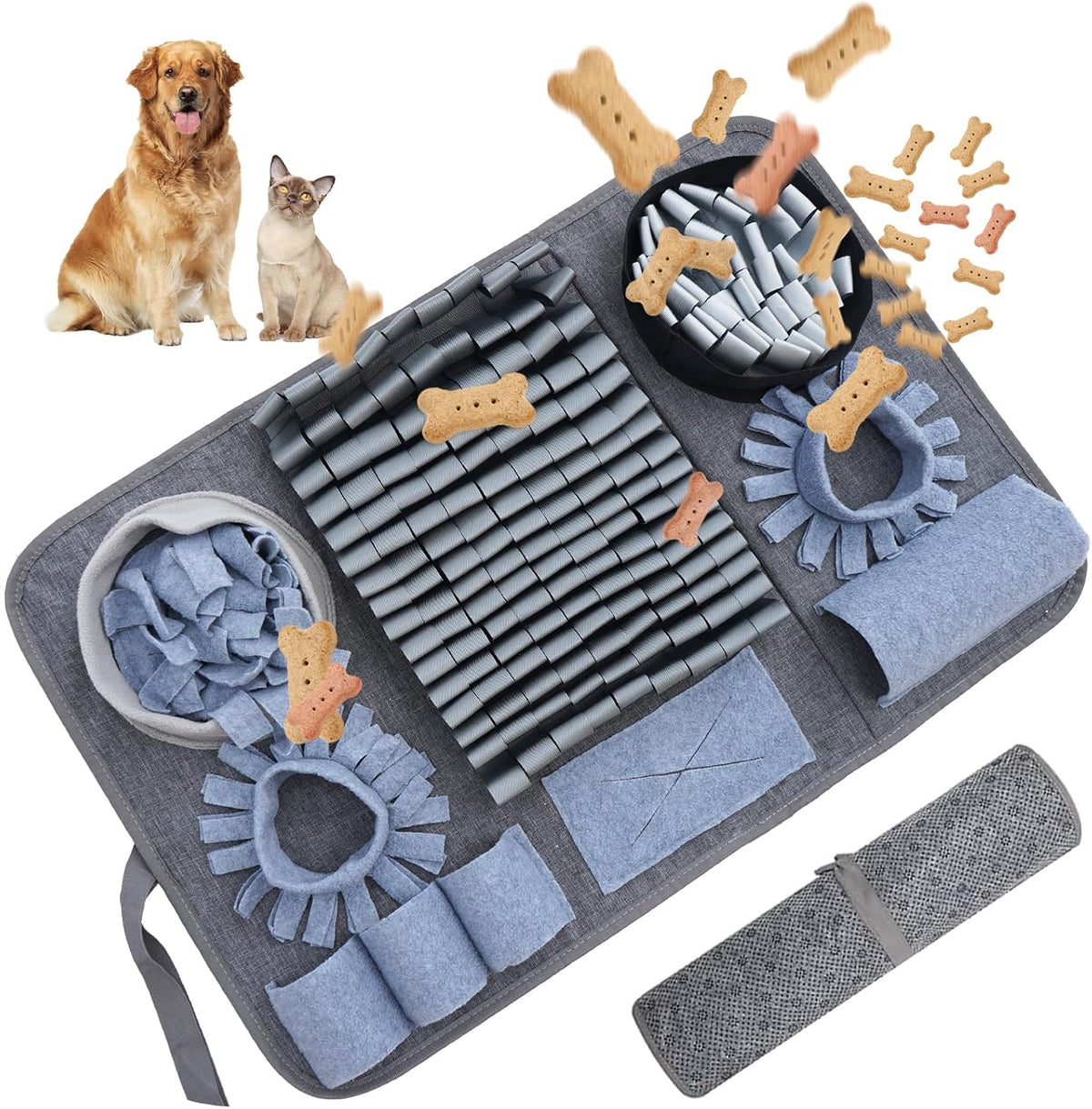 Snuffle mat for Dogs Iteractive Dog Puzzle Toy Used for Training - Silver-gray