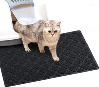 Cat Litter Box Mat, Trapping Mat Premium Durable PVC Pad - Black / 23*14