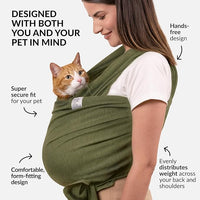 Dog Sling Carrier for Small Dogs - Anti-Anxiety Cat Sling, Puppy Pouch - Pet Sling in Gray Black Blue Green Pink Yellow (Green, Standard)