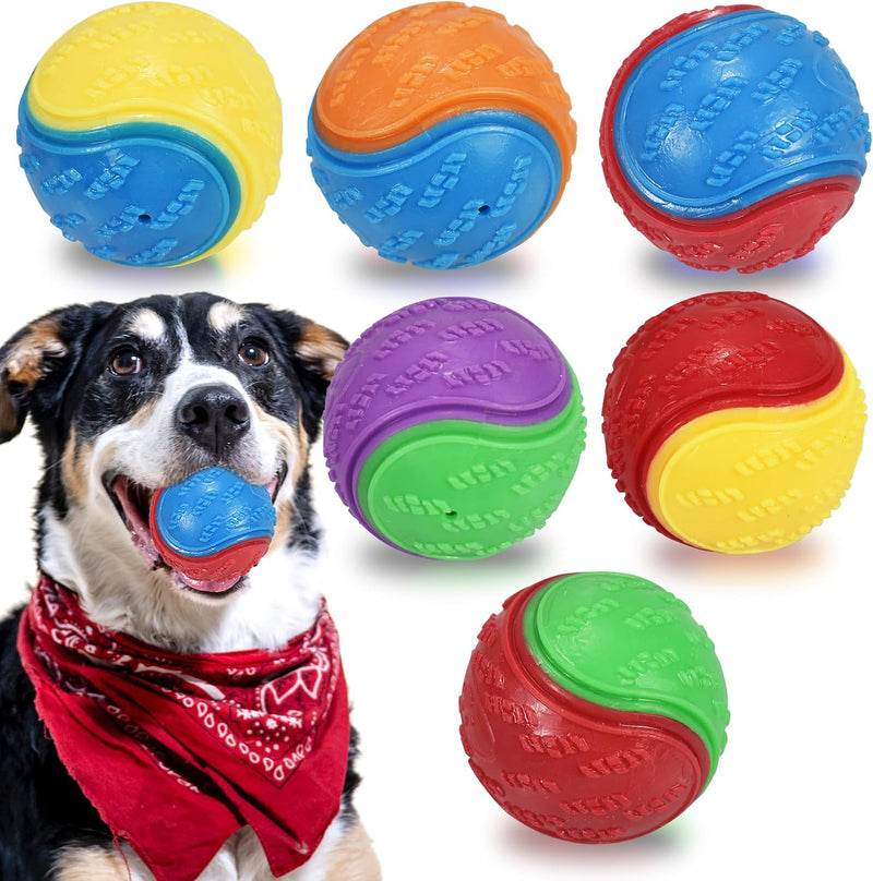 6Pcs Squeaky Dog Balls, Dog Toys Balls for Training - S6-muti-color