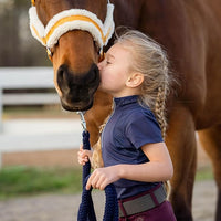 Equinavia Valkyrie Soft Ultra Fleece Padded Adjustable Breakaway Horse Halter - Golden Sunshine/White - Warmblood