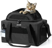 Pecute Expandable Airline Approved Pet Carrier for Cats & Dogs - Dark Gray / Top Expandable