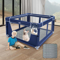 42x42 Inches Puppy Playpen with Gate - Blue / 42x42 IN With Pad
