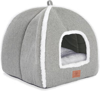 Cat Bed for Indoor Cats - Cat Cave Beds Cat House Cat Tent with Removable Washable Cushioned - Grey-2 / M(15 x 15 x 15 Inch)