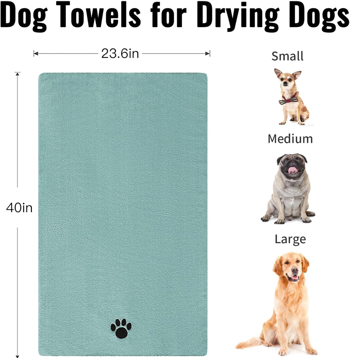 Puomue 2 Pack Microfiber Dog Towels for Drying Dogs - Lake Blue / 40 x 23.6 inches - 1 Pack - image 3