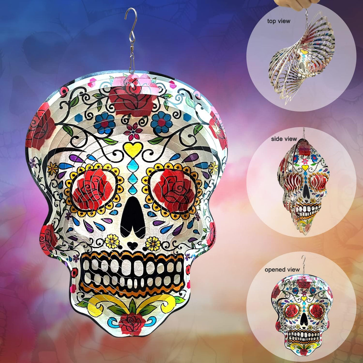 Fonmy Kinetic 3D Metal Garden Wind Spinner Quality Hanging Ornament - Mandala Rose - image 3