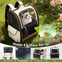 Lekereise Dog Carrier Backpack for Small Medium Dogs Cats up to 18 lbs - Beige / L-Mesh Window - image 4