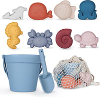 MarcZero 11Pcs Silicone Beach Toys, Bucket & Sand Toys - Blue