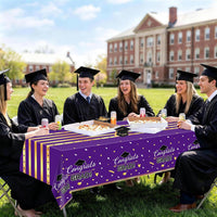 Childom 3 Pack Black and Gold Tablecloths for Events - Purple - image 4