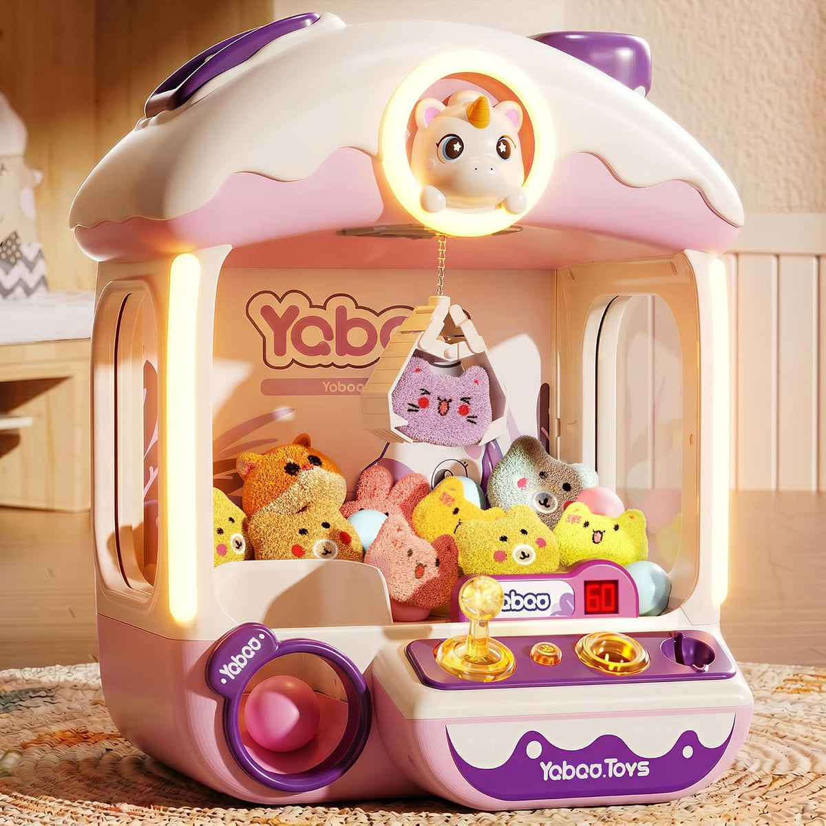 Vanvimen kids claw machine with dinosaur theme, joysticks and mini prizes inside - view 2