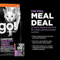 Go! Solutions Carnivore, Grain-Free, Protein Rich Dry Cat Food, Chicken, Turkey and Duck Recipe, 8 lb Bag