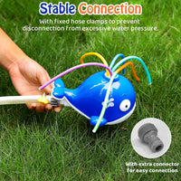 HeySplash kids whale sprinkler toy with 6 colorful wiggle tubes for a garden hose - view 13